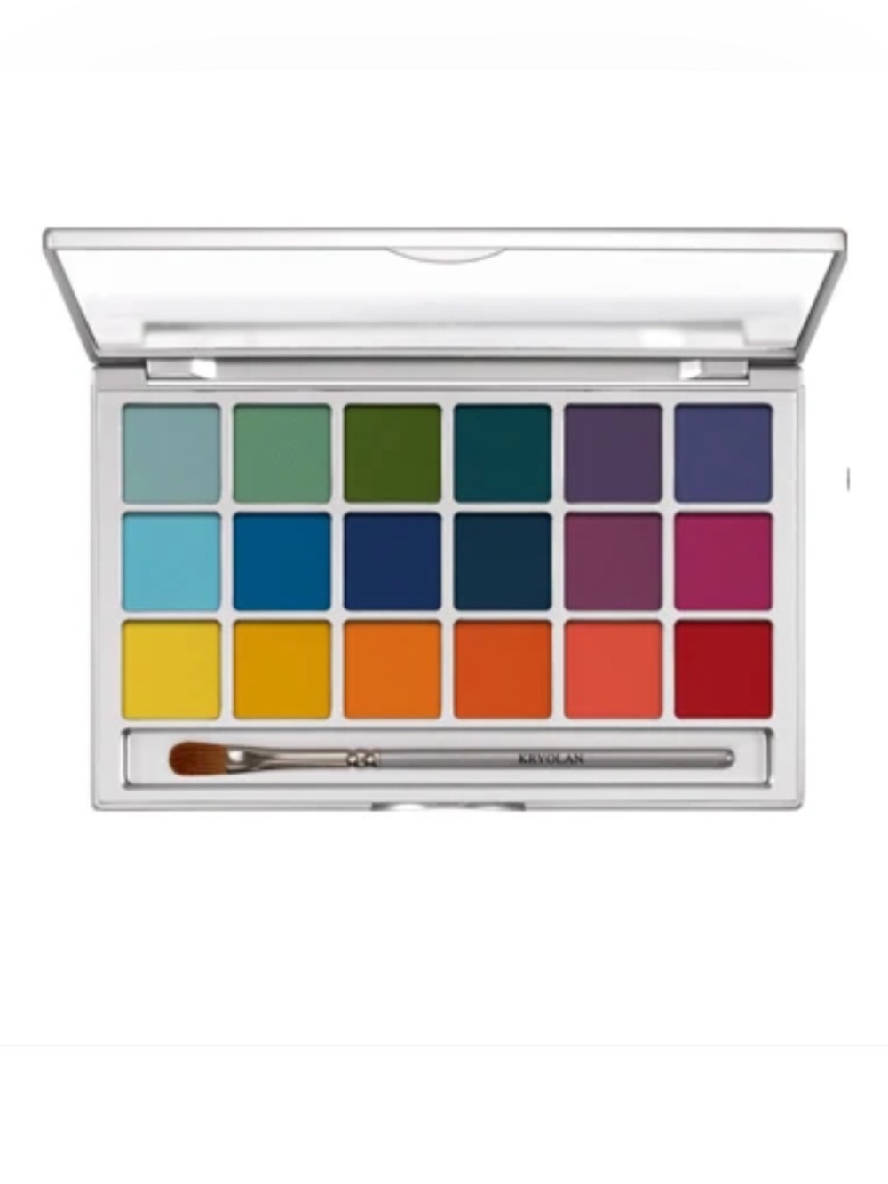 Kryolan Professional Eye Shadow Variety Palette 18 Colors V2-Bright ~New W/Box